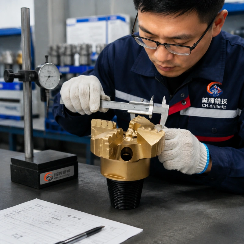 Quality control and inspection process for four-wing concave PDC drill bits at Chenghui factory